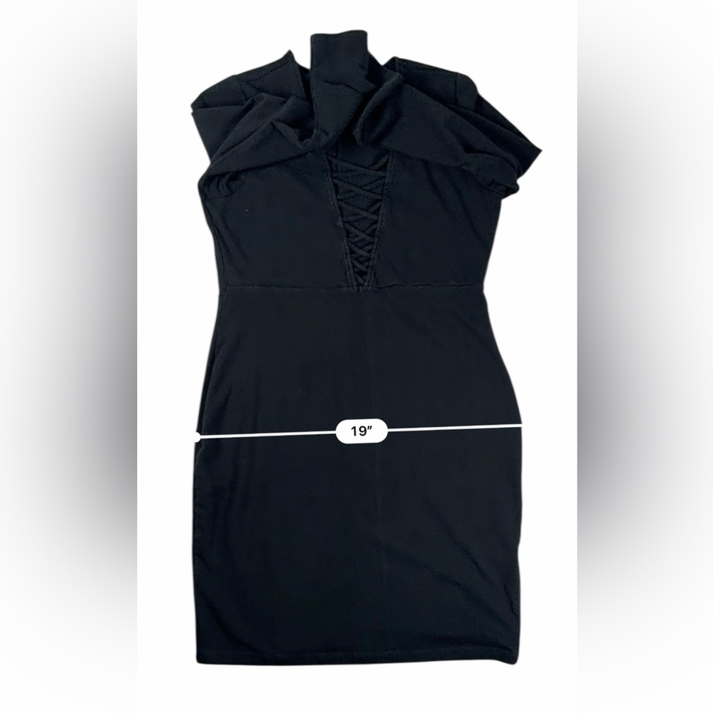 Express Women’s Black Deep V-Neck Long Sleeve Classic Bodycon Dress – Size L - Picture 12 of 17